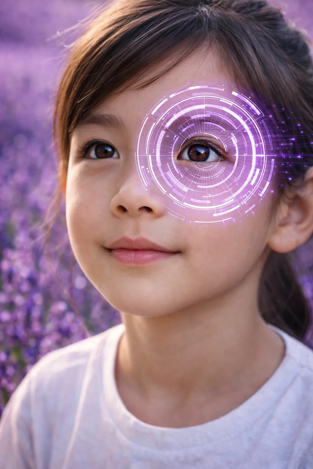 Child with AI corneal mapping visualization — Cilia vision correction